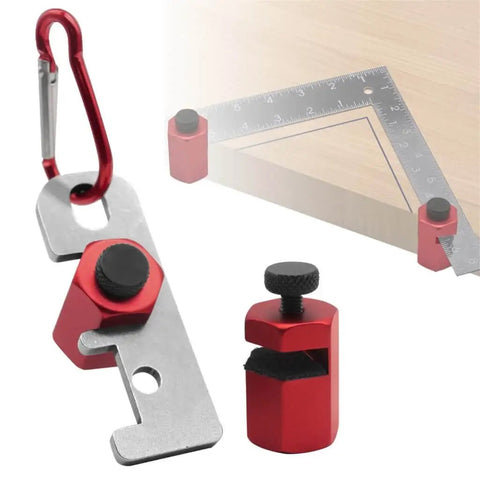 Anodized Aluminum Stair Gauge Framing Square Attachment Jig For Stair Stringer And Rafters Layout with red aluminum alloy and storage rope.