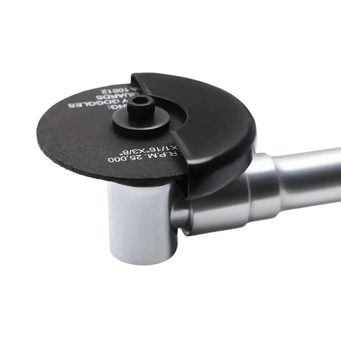Close-up of a Three Inch Pneumatic Cut Off Tool With Six Replaceable Blades 18000 RPM High Speed Cutter, showing the blade and chrome finish.