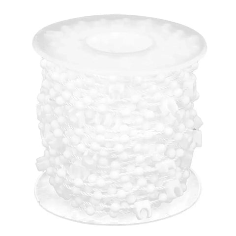 Vertical Bead Cord For Blinds And Curtains, Smooth Beaded Chain For Roller Blind Fittings, 10M length spool, white, rustproof material