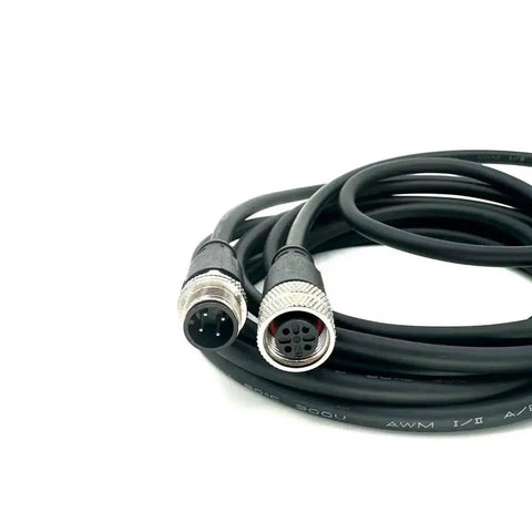 M12 4 Pin A Coded Connector Cable Straight Male To Female Unshielded IP67 Waterproof 250V 4A PVC AWG22 2M coiled view