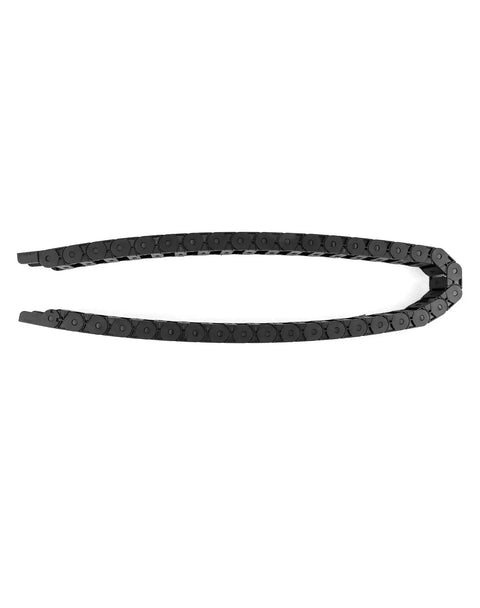 Heavy Duty Cable Drag Chain For Wire Management, Black Plastic Cable Carrier For CNC Machines, 15mm By 30mm Size shown flat lay.
