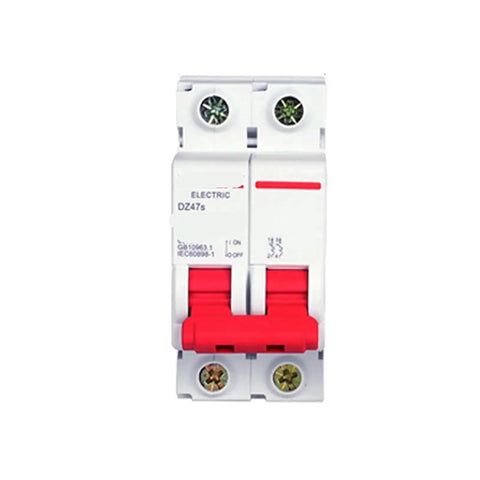 2P 40A DZ47S Miniature Circuit Breaker D Type For Home Electrical Panels, Overload Protection, front view