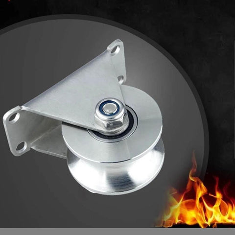 Heavy Duty Sliding Gate Wheels Set Pro Grade Stainless Steel Pulley Groove Roller for Wire Rope Rail Quiet Double Bearings