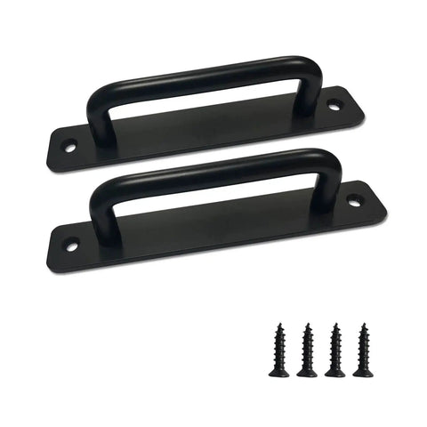 10 Pack 8 Inch Matte Black Cabinet Pulls And Drawer Handles Stainless Steel Kitchen Hardware For Cabinets Doors And Drawers Durable Modern Finish Easy To Install shown with screws