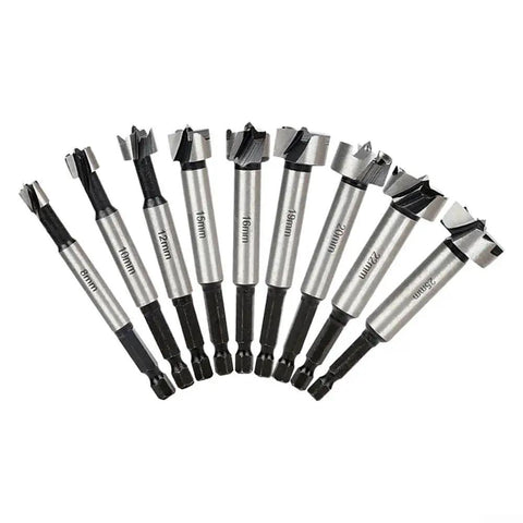 Set of 8 to 25mm Hinge Boring Drill Bit for Woodworking and Plywood, High Carbon Steel Hole Cutter with Round Shank and Flat Wing for Wood Plastic