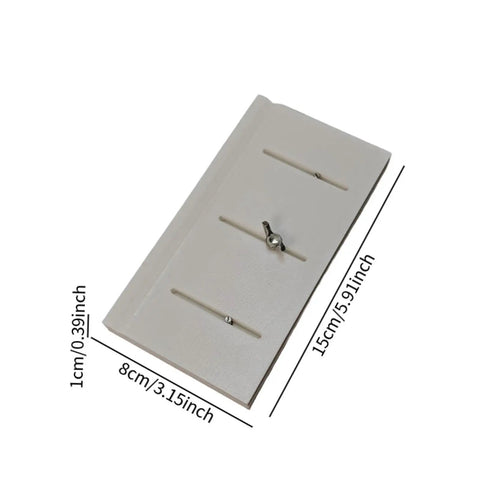 Universal Track Assembly Jig For Tank Models, multi-functional tool for model building, shown in white PP plastic with dimensions.