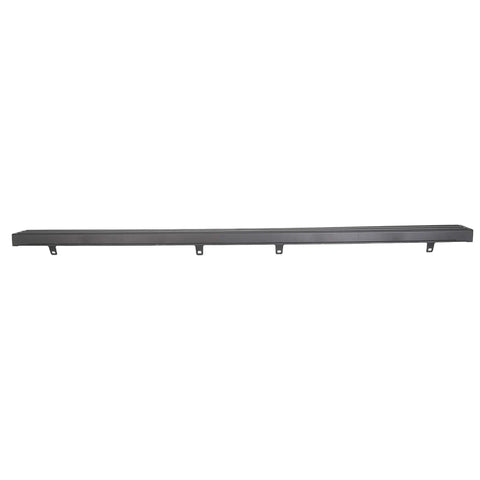 Ford F150 Tailgate Molding Cap Replacement 2009 To 2014 Styleside PP Plastic, full view of black trim piece with mounting brackets.