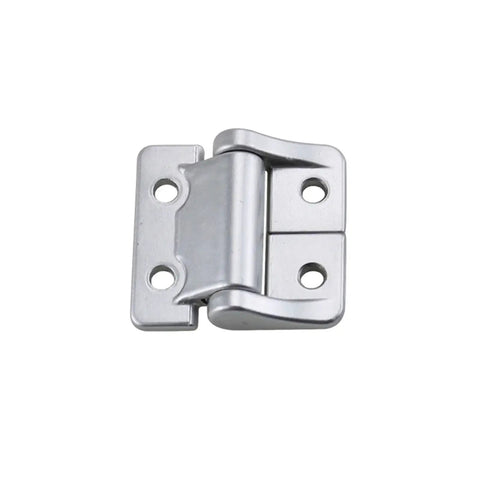 270-degree torque hinge, zinc alloy, silver finish; 1-piece cabinet/door hinge.