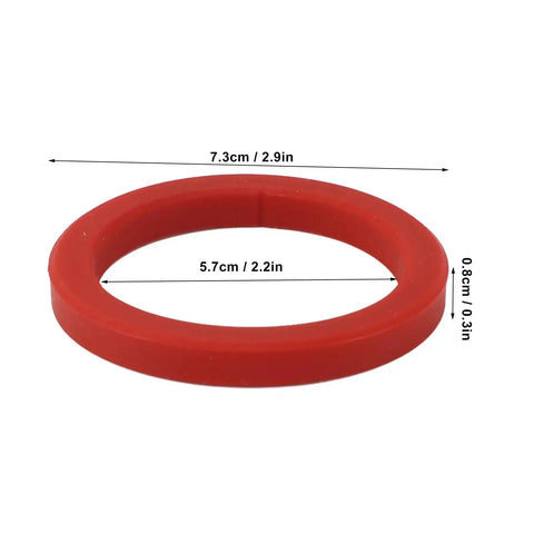 Two Pack Red 8mm Silicone Group Gasket For Espresso Machines E61 Group Head Replacement, shown with dimensions