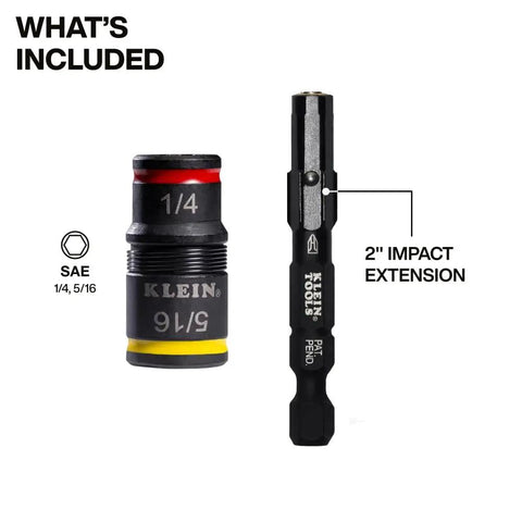 All In One Flip Socket Set With Magnetic One Fourth Inch Bit Holder And Five Sixteenth Inch Hex, Two Inch Impact Shaft, Color Coded Sizes with visible 1/4 and 5/16 size indicators.