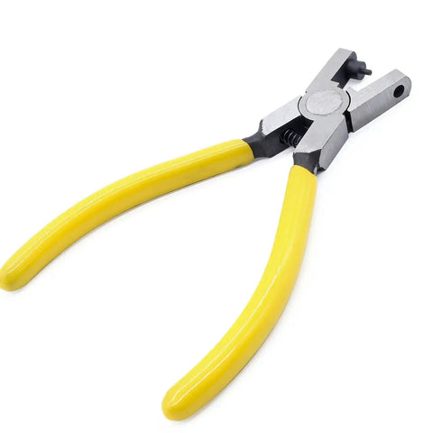 2mm Small Hole Punch Pliers For Watch Bands And Leatherwork 5.5 Inch with yellow handles, made from high carbon steel for durability.