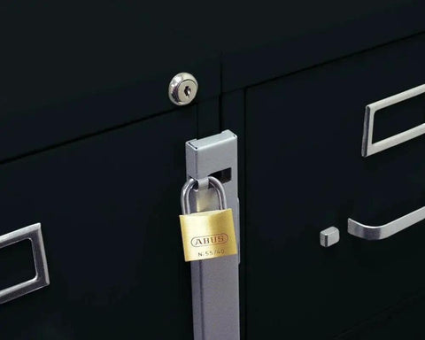 Two Drawer Filing Cabinet File Bar In Gray, 22.5 Inch Length, Provides Secure Locking To Restrict Access To Sensitive Data, Drill Bit Not Included