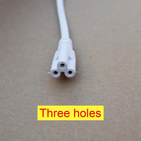 Close-up of Three Pin T5 T8 LED Wire Connector Power Cord Six Foot Extension Cable With On Off Switch US Molded Plug end