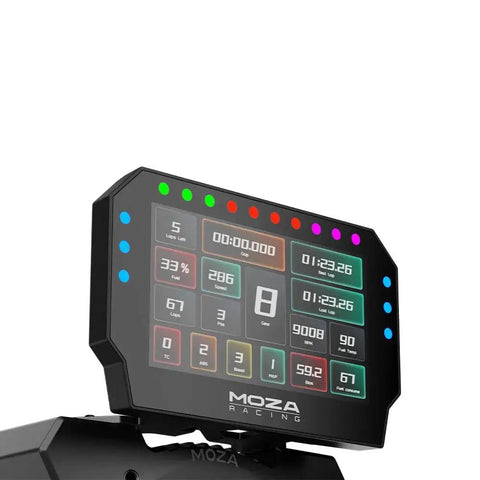 HD 5 Inch Racing Dashboard With Customizable UI And 10 RGB Shift Indicators mounted on sim rig