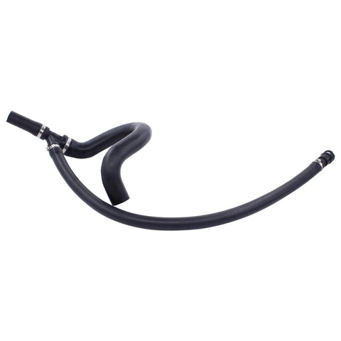 MOTOKU HVAC heater hose assembly with curved inlet hose and long straight outlet hose, black rubber with metal clamps