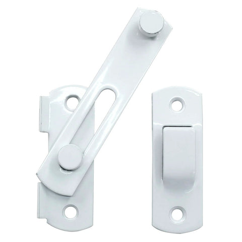 Two Pack Flip Latch Lock Set 3.94 Inch By 2.77 Inch White Stainless Steel Barn Door Latches For Sliding Doors Gates Cabinets Windows Closets Easy Install Bi Fold Door Lock Hardware front view image.