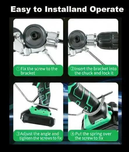 Installation steps for Drill Nibbler Sheet Metal Cutter Attachment For DIY Projects And Home Repairs cutting attachment on drill.