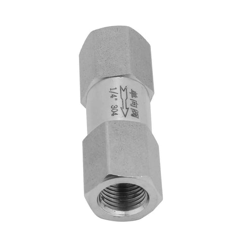 Stainless steel air check valve, hex body, 1/4 in female thread, one-way valve