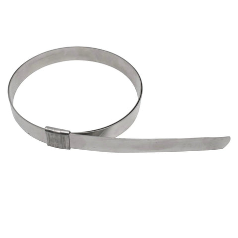 Center punch hose clamp, 5/8 in wide, 0.025 in thick, 4 in diameter, 201 stainless steel