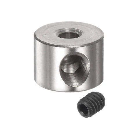 Front view of a 10 Pack 3mm Shaft Collar Set Screws in Stainless Steel 304, 8mm Outside Diameter, 7mm Thick, with set screw