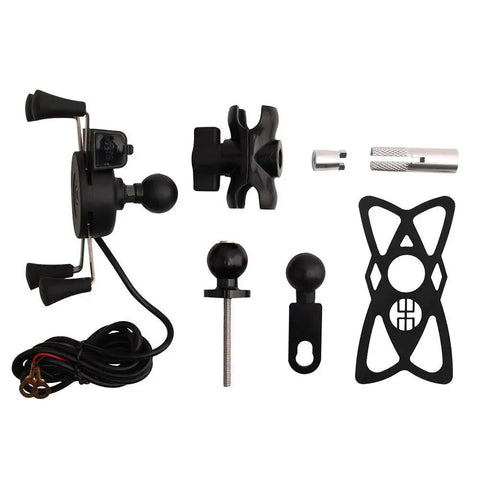 Components of Heavy Duty Motorcycle Phone Mount With USB Charger Ultra Secure Phone Holder For GPS Navigation On BMW S1000RR