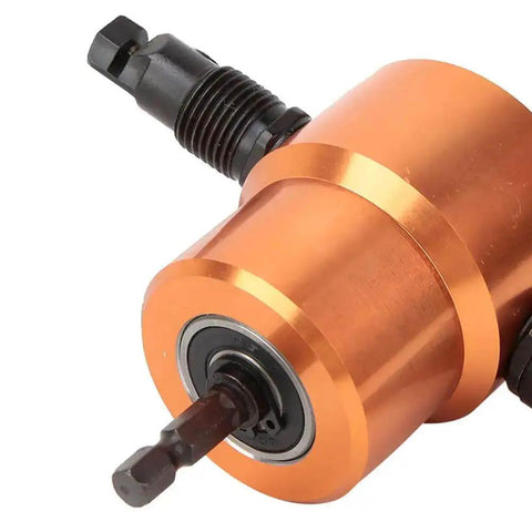 Close-up of 360 Degree Double Head Sheet Metal Cutter for Straight Curve and Circle Cuts, versatile nibbler tool for DIY projects.