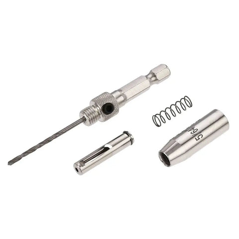 Self Centering Hinge Tapper Core Drill Bit 5/64 Inch Diameter For Woodworking, Easy Centering Drill Bush With Wrench Quick Change, Pro Grade