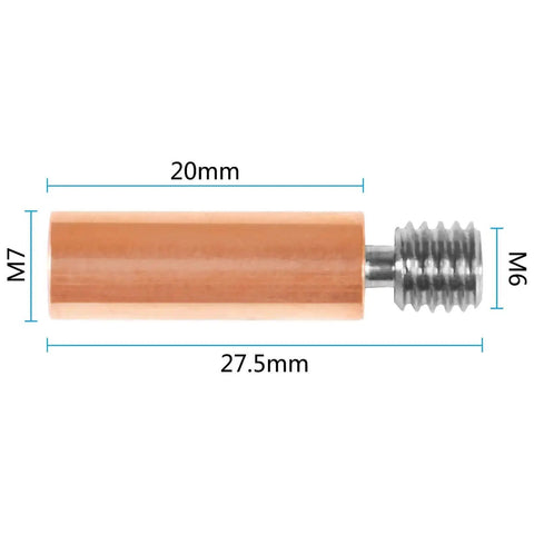 Dimensions of All Metal Bimetal Heatbreak Copper Titanium TC4 Throat for Creality CR 10 Hotend