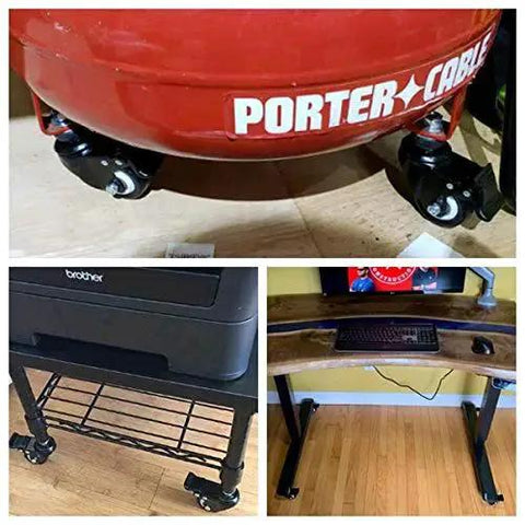 Set Of 4 Stem Casters M8x25 With Double Locking Brake, 2 Inch Heavy Duty PU Rubber Swivel Caster Wheels under furniture