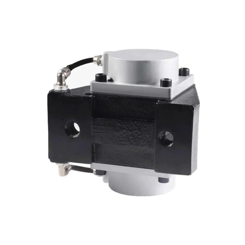 DBZ-20 pneumatic disc brake cylinder, black body with silver top actuator; side view with hose fitting
