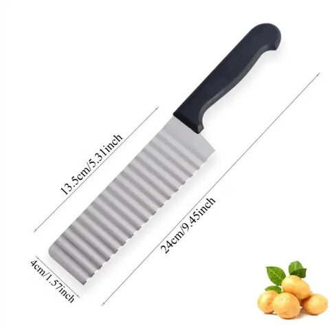 Two Piece Stainless Steel Crinkle Cut Slicer Set For Potatoes Fruits And Vegetables Wavy Blade Potato Cutter Chopper