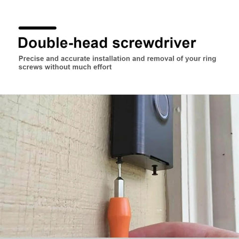 Dual End Alloy Steel Torx Screwdriver Bit Kit For Doorbells And Security Video Systems in use for video doorbell installation.