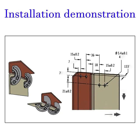 Industrial Grade Concealed 90 Degree Cabinet Hinge Set installation diagram for electromechanical cabinets and server racks.