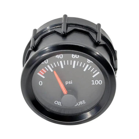 52mm Universal Car Oil Pressure Gauge Kit With White LED Readout, 0-100 PSI, 12V DC Power, One Eighth NPT Sensor, Red Needle