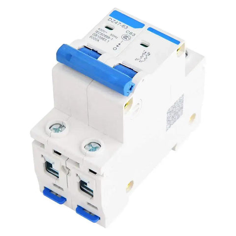 DZ47-63 2 Pole 400V AC Miniature Circuit Breaker With Leakage Air Switch 63A, compact and durable with sensitive trip features.