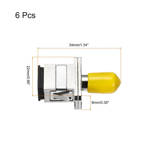 ST To SC Single Mode Fiber Optic Adapters Six Pack Simplex Cable Couplers side view with dimensions shown