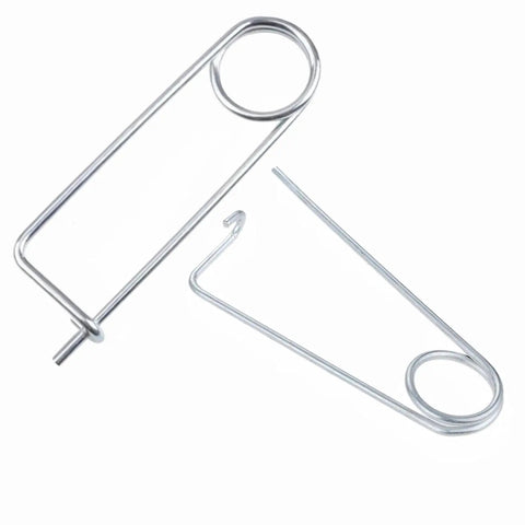 10 Piece Brooch Shape Cotter Safety Pins In Galvanized Carbon Alloy Steel With Heavy Duty Quick Lock Spring Design For Secure Gate Hooks.