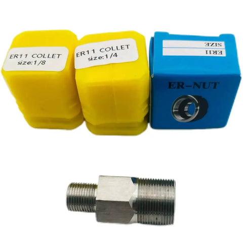 Collet Adapter For M12 Polisher Sander With ER11 Nut And One Eighth Inch And One Quarter Inch Collets M9x0.75 Threaded End