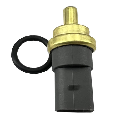 Front view of Coolant Temperature Sensor 1580784 for Audi and VW cars, showing gold and black components.