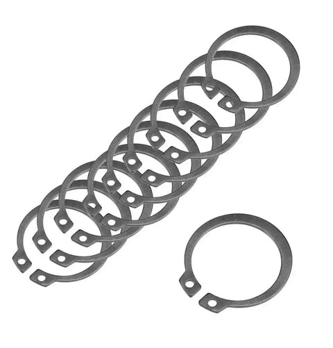 Durable Spring Steel External Snap Rings With Black Oxide Finish Three Eighths Inch Size Pack Of Five For Heavy Duty Mechanical Retaining Clips That Lock In Place