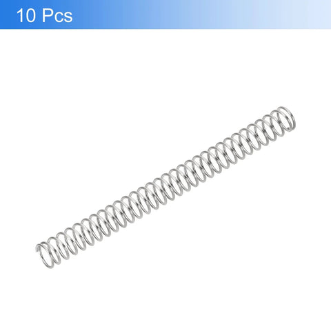 Compression spring, stainless steel, 0.4mm wire, 4mm OD, 50mm length, silver