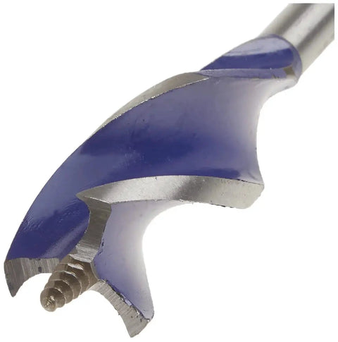 Close-up view of Fast Wood Drill Bit Set For Quarter Inch Quick Change Chucks With Tri Flute Design For Quick Chip Ejection And Durable Cutting Edges