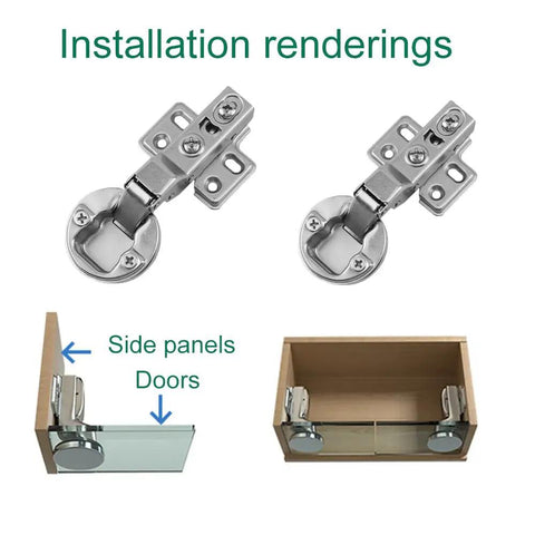 Installation view of 2 Pack Soft Close Hydraulic Glass Door Hinges For Cabinets And Wine Racks 35mm Round Hole Cover Hinges