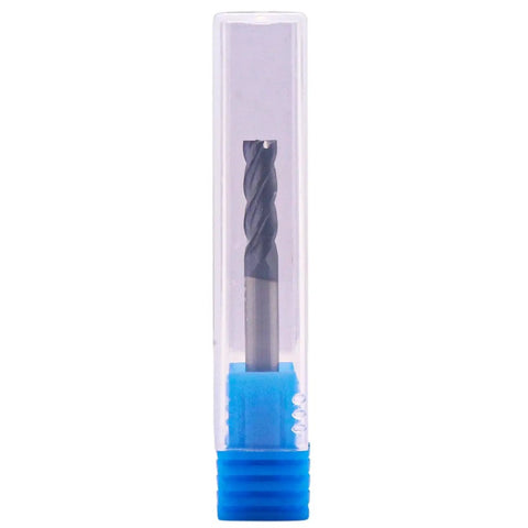 Heavy Duty 5 Piece Solid Carbide End Mills Set AlTiN Coated Square End Mills 4 Flute 30 Degree Helix displayed in packaging