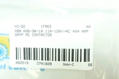 Label of Single Contactor A26-30-10 AC 110-120V Coil 40A 20HP Motor Starter Industrial Control Relay Replacement