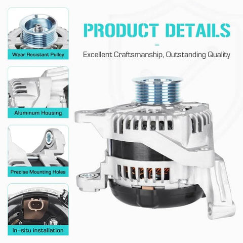 Universal Fit Alternator For 2001-2006 3.7L And 4.7L Durango Jeep Commander Grand Cherokee Liberty, aluminum housing