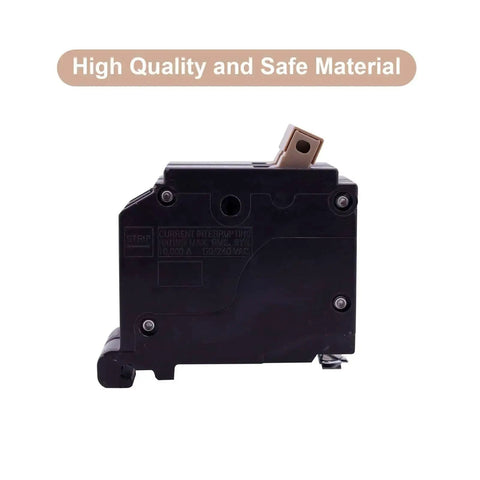 Side view of Two Pole 20 Amp Circuit Breaker Plug On Mount For Standard Miniature Panels With Thermal Magnetic Trip 10kA 120 240V