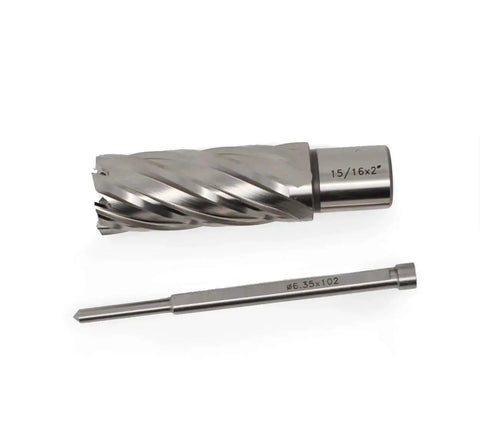 Heavy Duty Fifteen Sixteenth Inch Annular Cutter For Magnetic Drill Press With Two Inch Cutting Depth and Pilot Pin
