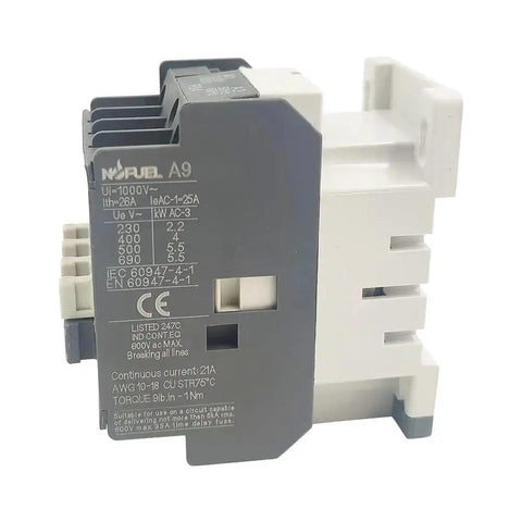 Side view of A9-30-10 120V Coil AC Contactor 9A Heavy Duty Three Phase 3P Industrial Workhorse Control Relay with visible terminal details