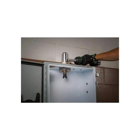 11 Ton Intelli Punch Tool with Auto Retract and 360 Rotating Head used on metal cabinet